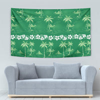 Green Hawaii Palm Tree Hibiscus Tapestry Fantasy Summer Vibe LT01 - Polynesian Pride