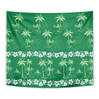 Green Hawaii Palm Tree Hibiscus Tapestry Fantasy Summer Vibe LT01 - Polynesian Pride