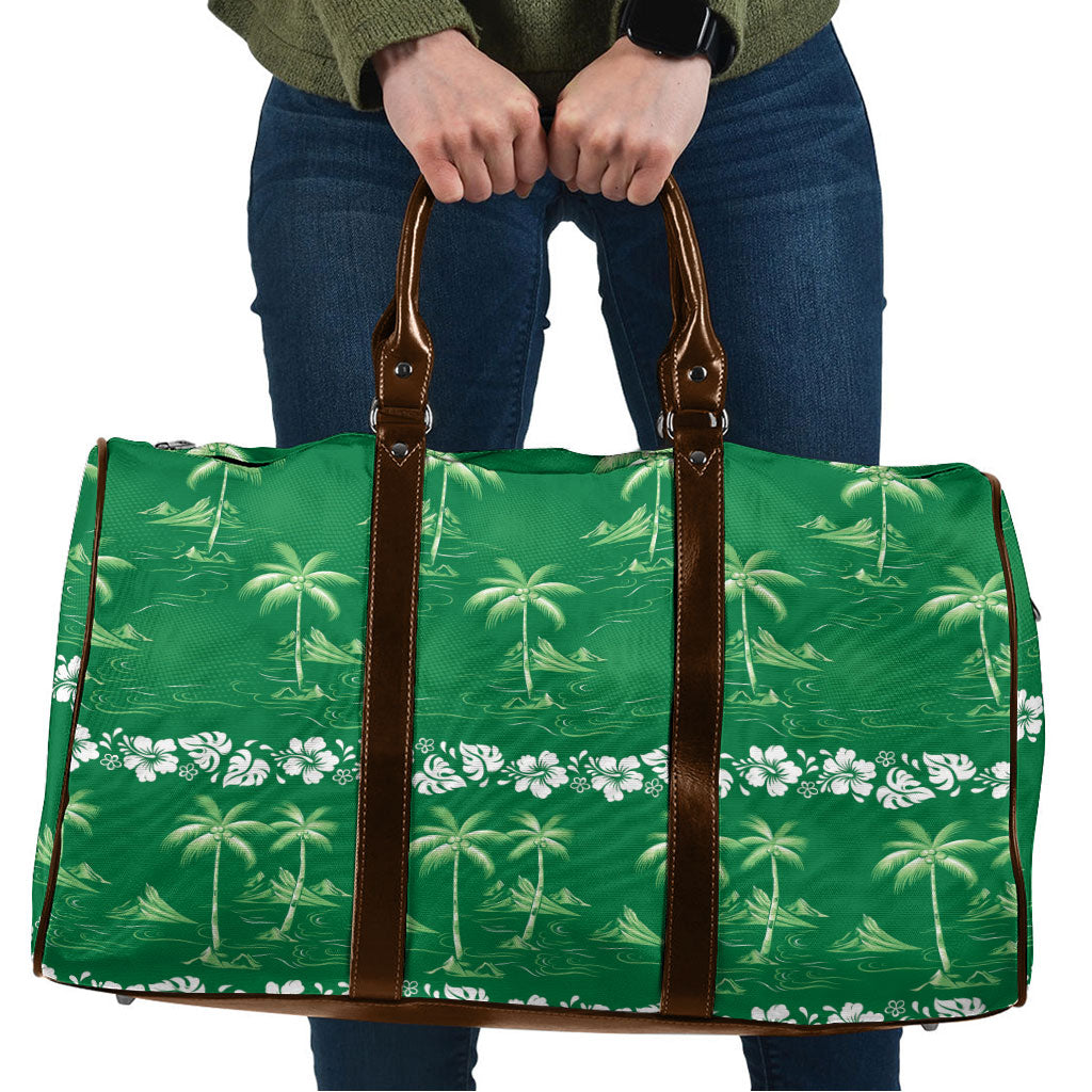 Green Hawaii Palm Tree Hibiscus Travel Bag Fantasy Summer Vibe LT01 Green - Polynesian Pride