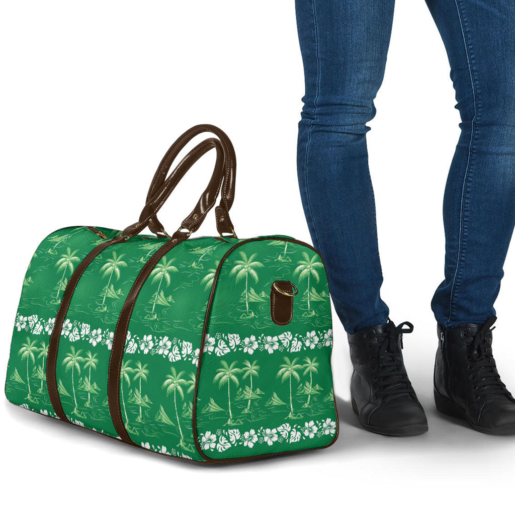 Green Hawaii Palm Tree Hibiscus Travel Bag Fantasy Summer Vibe LT01 - Polynesian Pride