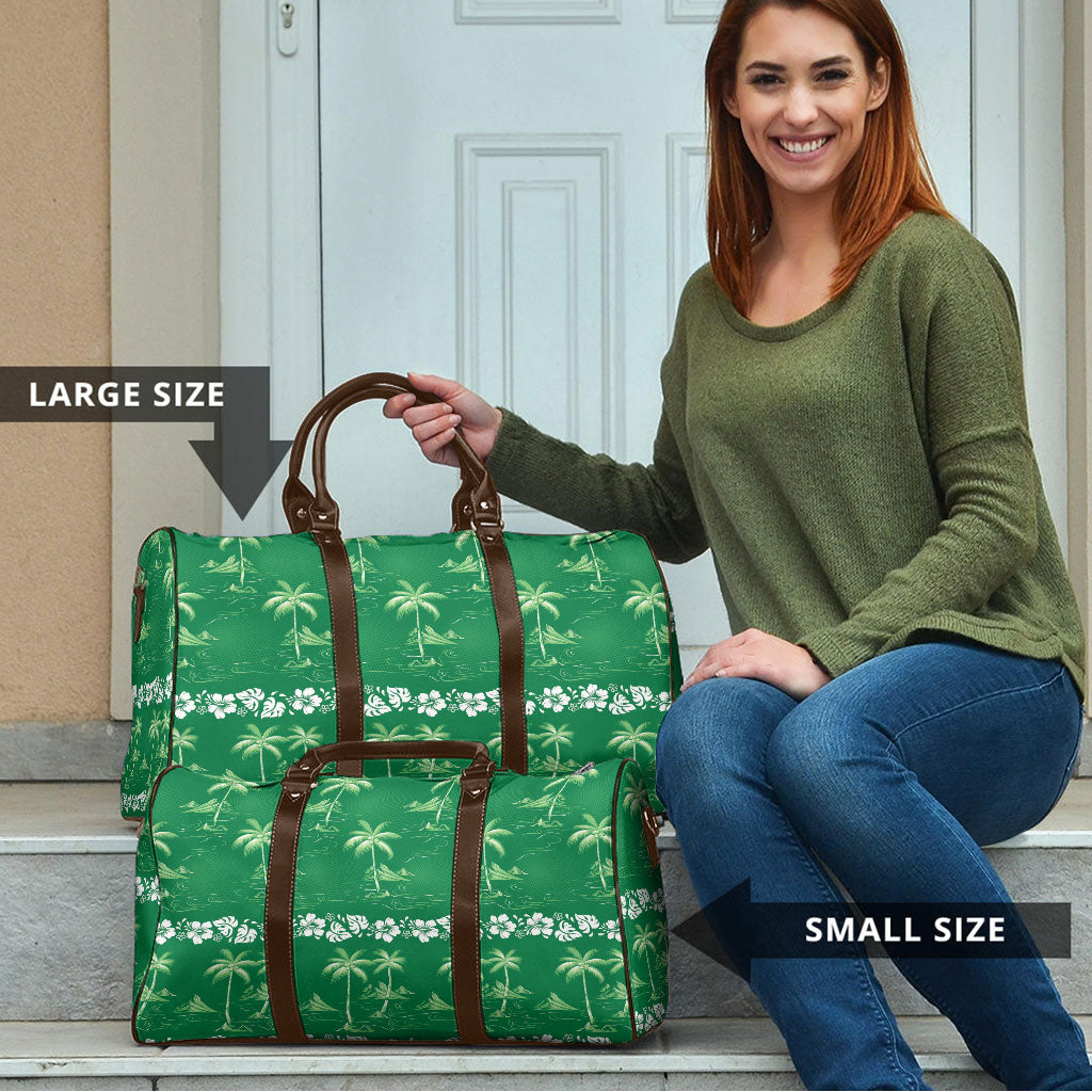 Green Hawaii Palm Tree Hibiscus Travel Bag Fantasy Summer Vibe LT01 - Polynesian Pride