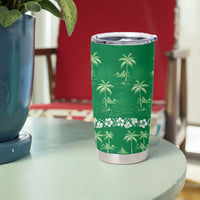 Green Hawaii Palm Tree Hibiscus Tumbler Cup Fantasy Summer Vibe LT01 - Polynesian Pride