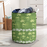 Olive Green Hawaii Palm Tree Hibiscus Laundry Basket Fantasy Summer Vibe LT01 Olive - Polynesian Pride