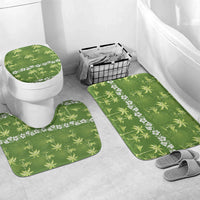 Olive Green Hawaii Palm Tree Hibiscus Bathroom Set Fantasy Summer Vibe LT01 Mat Set Only (3 pcs) One Size Olive - Polynesian Pride