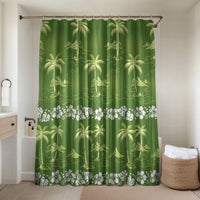 Olive Green Hawaii Palm Tree Hibiscus Bathroom Set Fantasy Summer Vibe LT01 Shower Curtain Only Olive - Polynesian Pride
