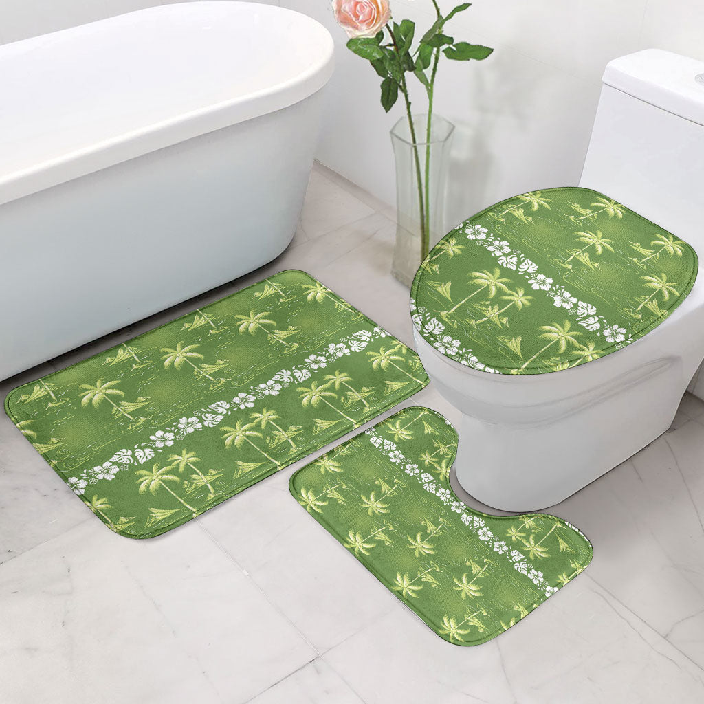 Olive Green Hawaii Palm Tree Hibiscus Bathroom Set Fantasy Summer Vibe LT01 - Polynesian Pride