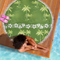 Olive Green Hawaii Palm Tree Hibiscus Beach Blanket Fantasy Summer Vibe LT01 - Polynesian Pride