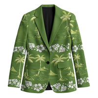 Olive Green Hawaii Palm Tree Hibiscus Blazer Fantasy Summer Vibe LT01 Unisex Olive - Polynesian Pride