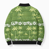 Olive Green Hawaii Palm Tree Hibiscus Bomber Puffer Jacket Fantasy Summer Vibe LT01 - Polynesian Pride