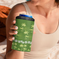 Olive Green Hawaii Palm Tree Hibiscus 4 in 1 Can Cooler Tumbler Fantasy Summer Vibe LT01 - Polynesian Pride