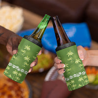 Olive Green Hawaii Palm Tree Hibiscus 4 in 1 Can Cooler Tumbler Fantasy Summer Vibe LT01 - Polynesian Pride