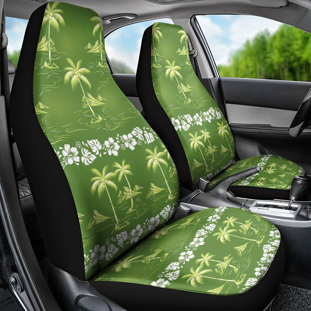 Olive Green Hawaii Palm Tree Hibiscus Car Seat Cover Fantasy Summer Vibe LT01 - Polynesian Pride
