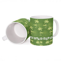 Olive Green Hawaii Palm Tree Hibiscus Ceramic Mug Fantasy Summer Vibe LT01 - Polynesian Pride