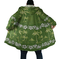 Olive Green Hawaii Palm Tree Hibiscus Cloak Fantasy Summer Vibe