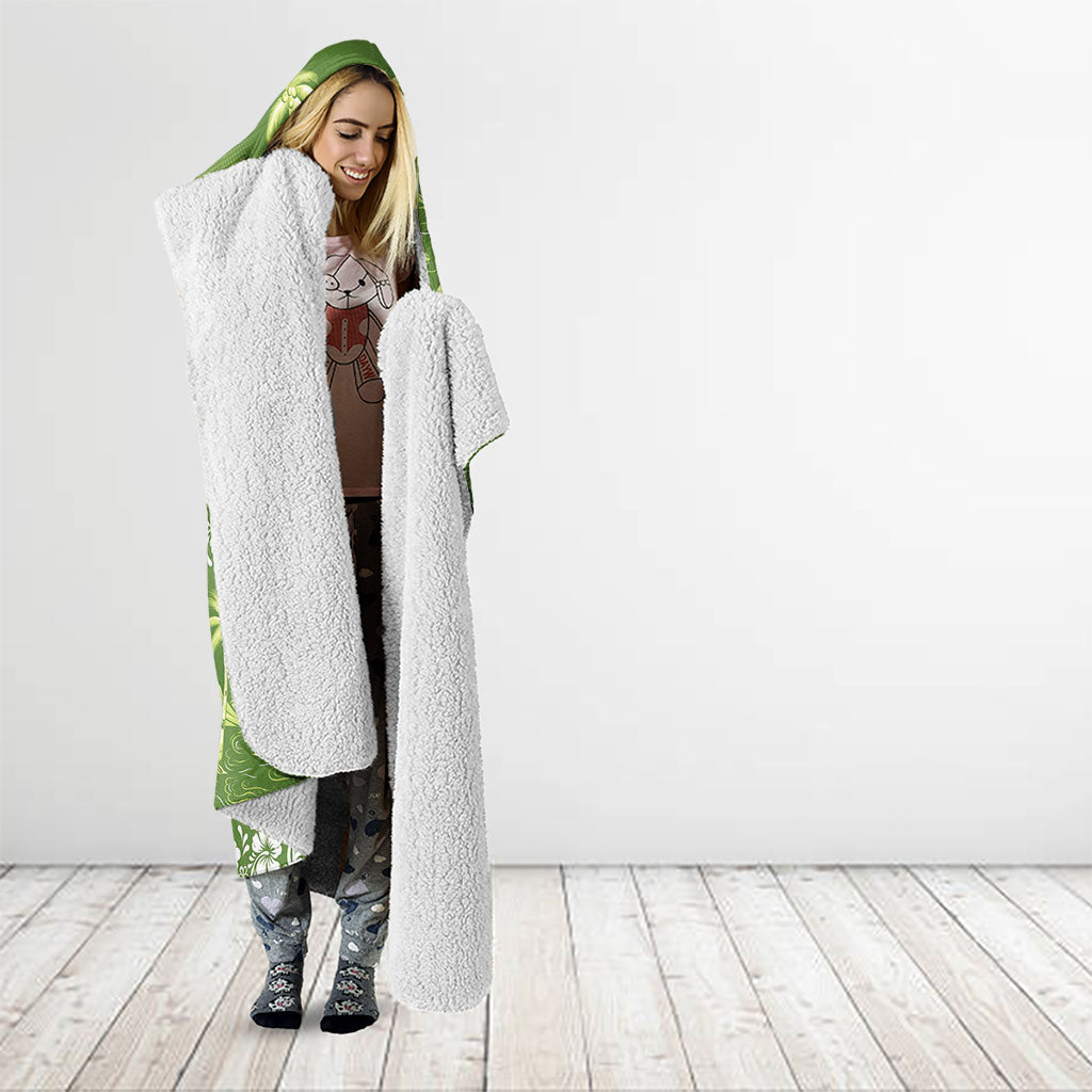 Olive Green Hawaii Palm Tree Hibiscus Hooded Blanket Fantasy Summer Vibe LT01 - Polynesian Pride