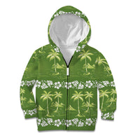 Olive Green Hawaii Palm Tree Hibiscus Kid Hoodie Fantasy Summer Vibe