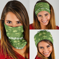 Olive Green Hawaii Palm Tree Hibiscus Neck Gaiter Fantasy Summer Vibe LT01 - Polynesian Pride
