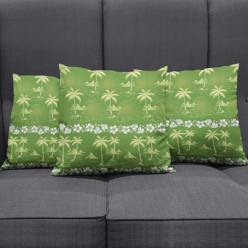 Olive Green Hawaii Palm Tree Hibiscus Pillow Cover Fantasy Summer Vibe LT01 - Polynesian Pride