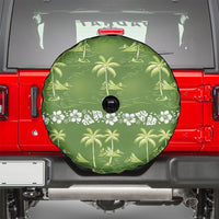 Olive Green Hawaii Palm Tree Hibiscus Spare Tire Cover Fantasy Summer Vibe LT01 - Polynesian Pride