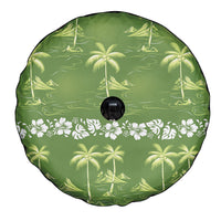 Olive Green Hawaii Palm Tree Hibiscus Spare Tire Cover Fantasy Summer Vibe LT01 - Polynesian Pride
