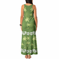 Olive Green Hawaii Palm Tree Hibiscus Tank Maxi Dress Fantasy Summer Vibe LT01 - Polynesian Pride
