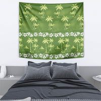 Olive Green Hawaii Palm Tree Hibiscus Tapestry Fantasy Summer Vibe LT01 - Polynesian Pride