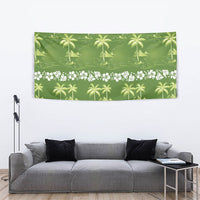 Olive Green Hawaii Palm Tree Hibiscus Tapestry Fantasy Summer Vibe LT01 - Polynesian Pride