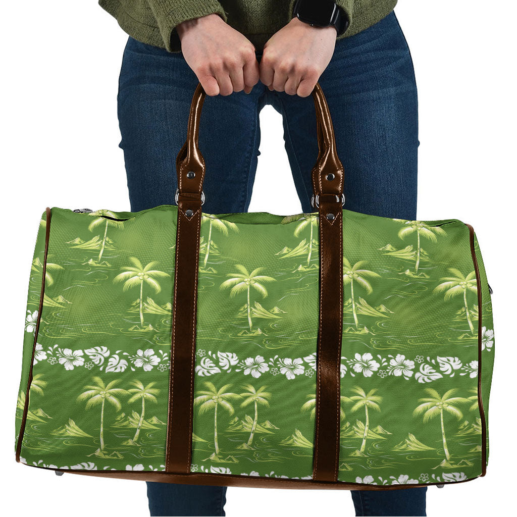 Olive Green Hawaii Palm Tree Hibiscus Travel Bag Fantasy Summer Vibe LT01 Olive - Polynesian Pride