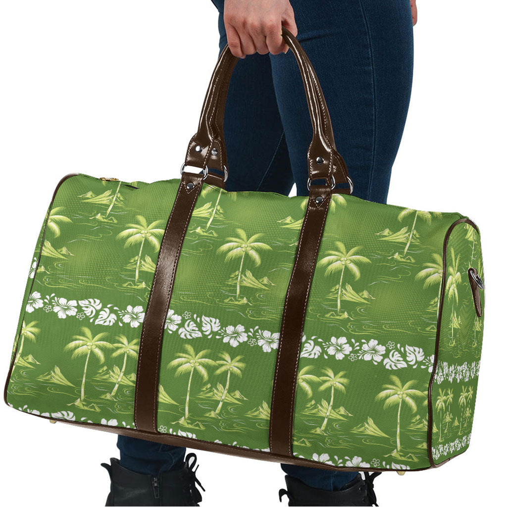 Olive Green Hawaii Palm Tree Hibiscus Travel Bag Fantasy Summer Vibe LT01 - Polynesian Pride
