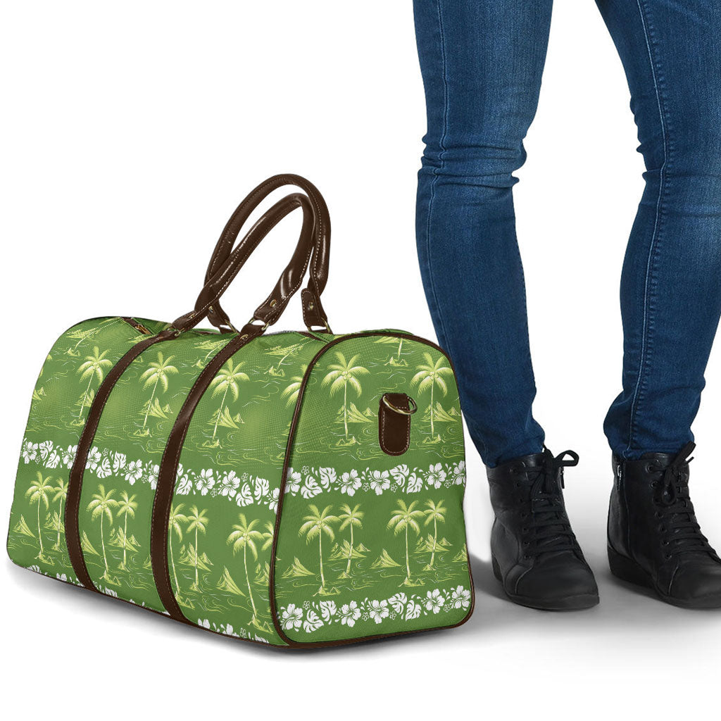 Olive Green Hawaii Palm Tree Hibiscus Travel Bag Fantasy Summer Vibe LT01 - Polynesian Pride