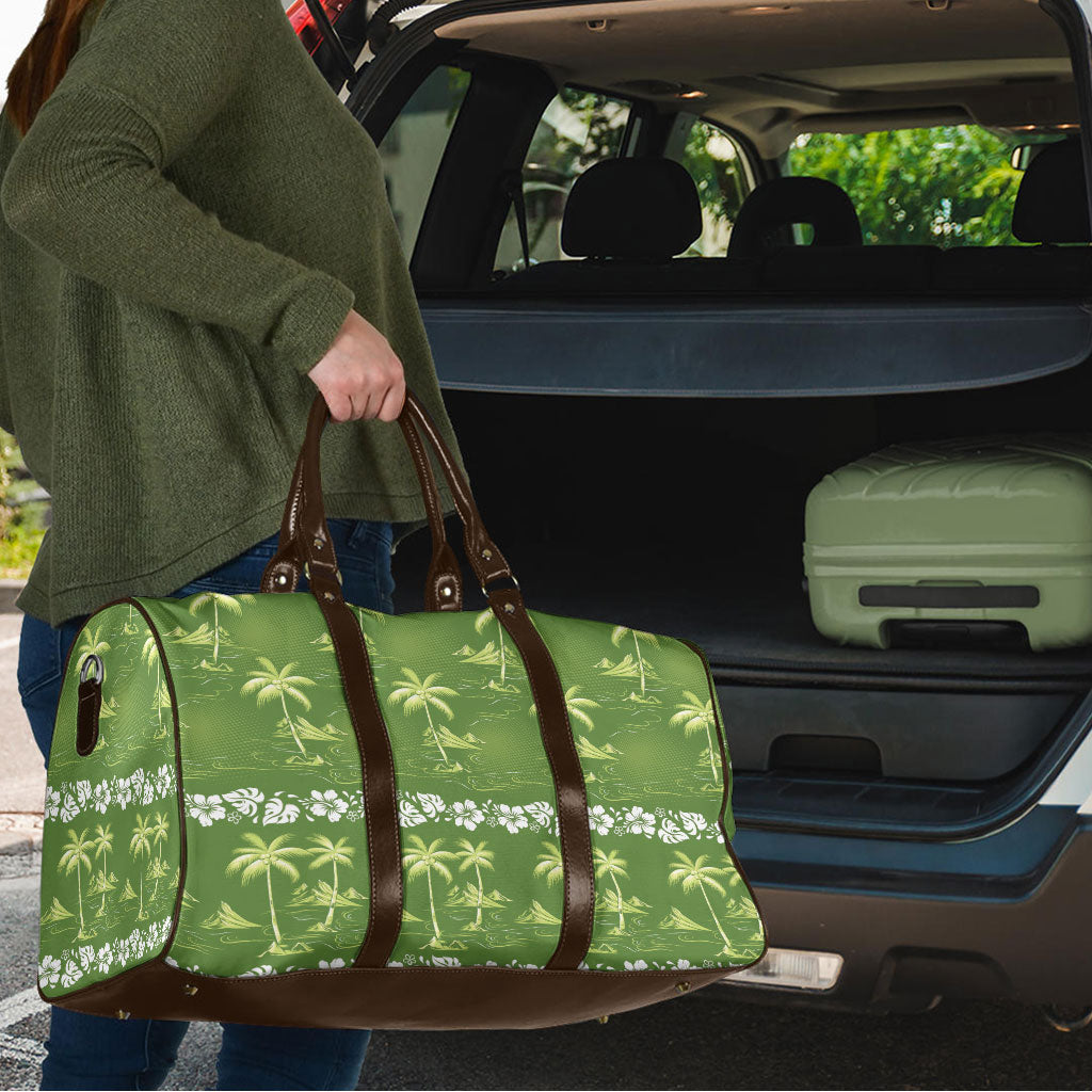 Olive Green Hawaii Palm Tree Hibiscus Travel Bag Fantasy Summer Vibe LT01 - Polynesian Pride