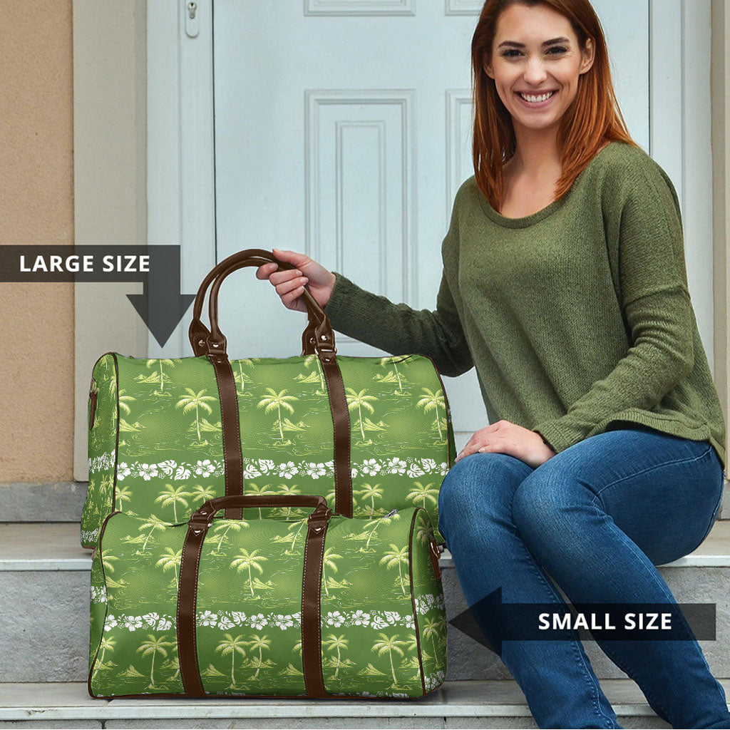 Olive Green Hawaii Palm Tree Hibiscus Travel Bag Fantasy Summer Vibe LT01 - Polynesian Pride