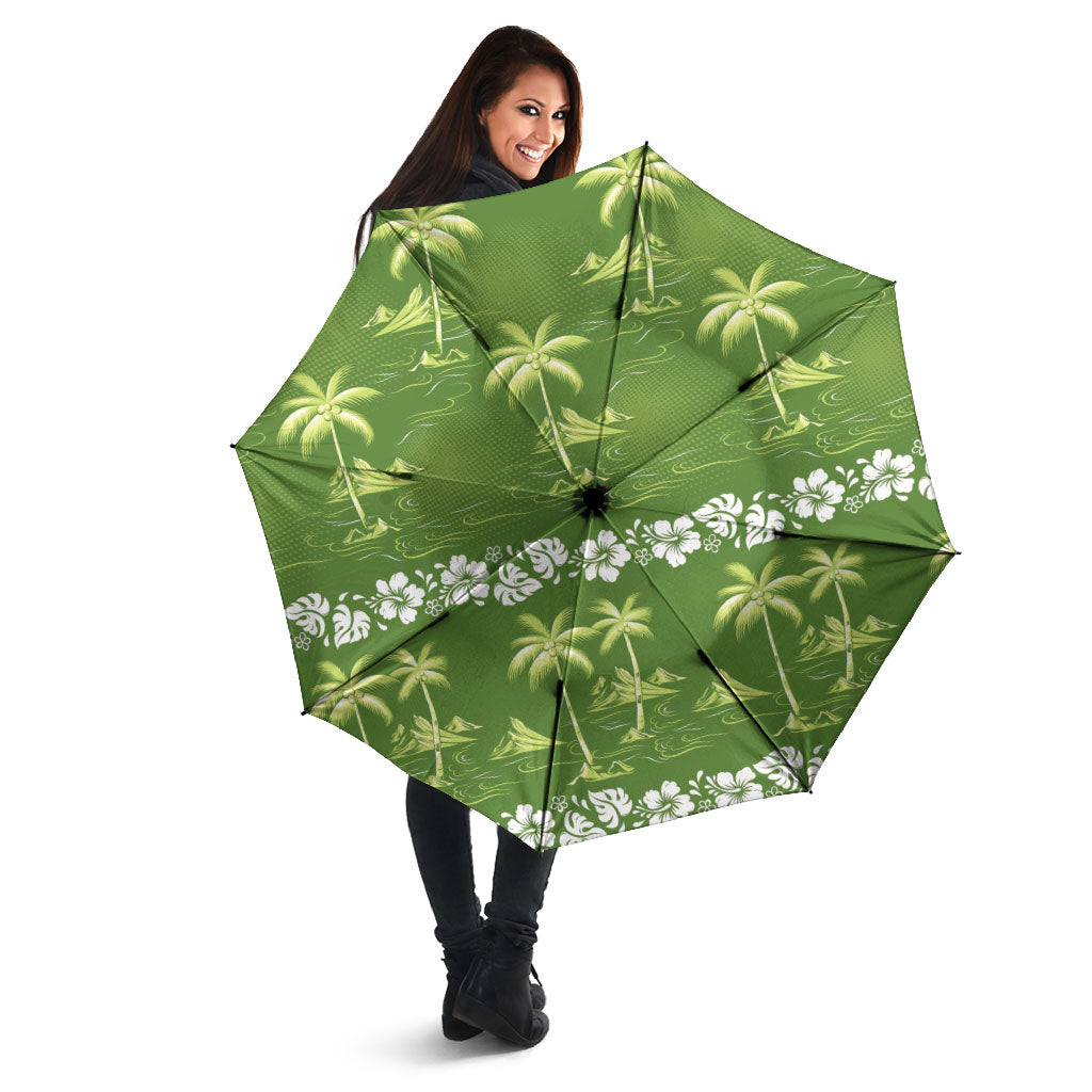 Olive Green Hawaii Palm Tree Hibiscus Umbrella Fantasy Summer Vibe LT01 - Polynesian Pride