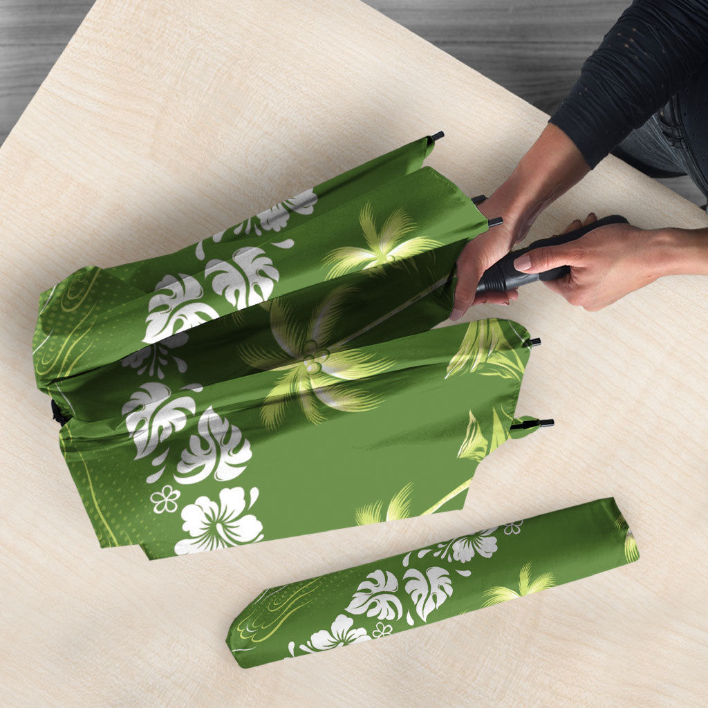Olive Green Hawaii Palm Tree Hibiscus Umbrella Fantasy Summer Vibe LT01 - Polynesian Pride