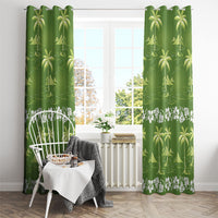 Olive Green Hawaii Palm Tree Hibiscus Window Curtain Fantasy Summer Vibe LT01 - Polynesian Pride