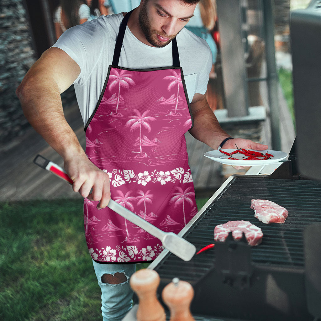 Pink Hawaii Palm Tree Hibiscus Apron Fantasy Summer Vibe LT01 - Polynesian Pride