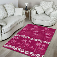 Pink Hawaii Palm Tree Hibiscus Area Rug Fantasy Summer Vibe LT01 - Polynesian Pride
