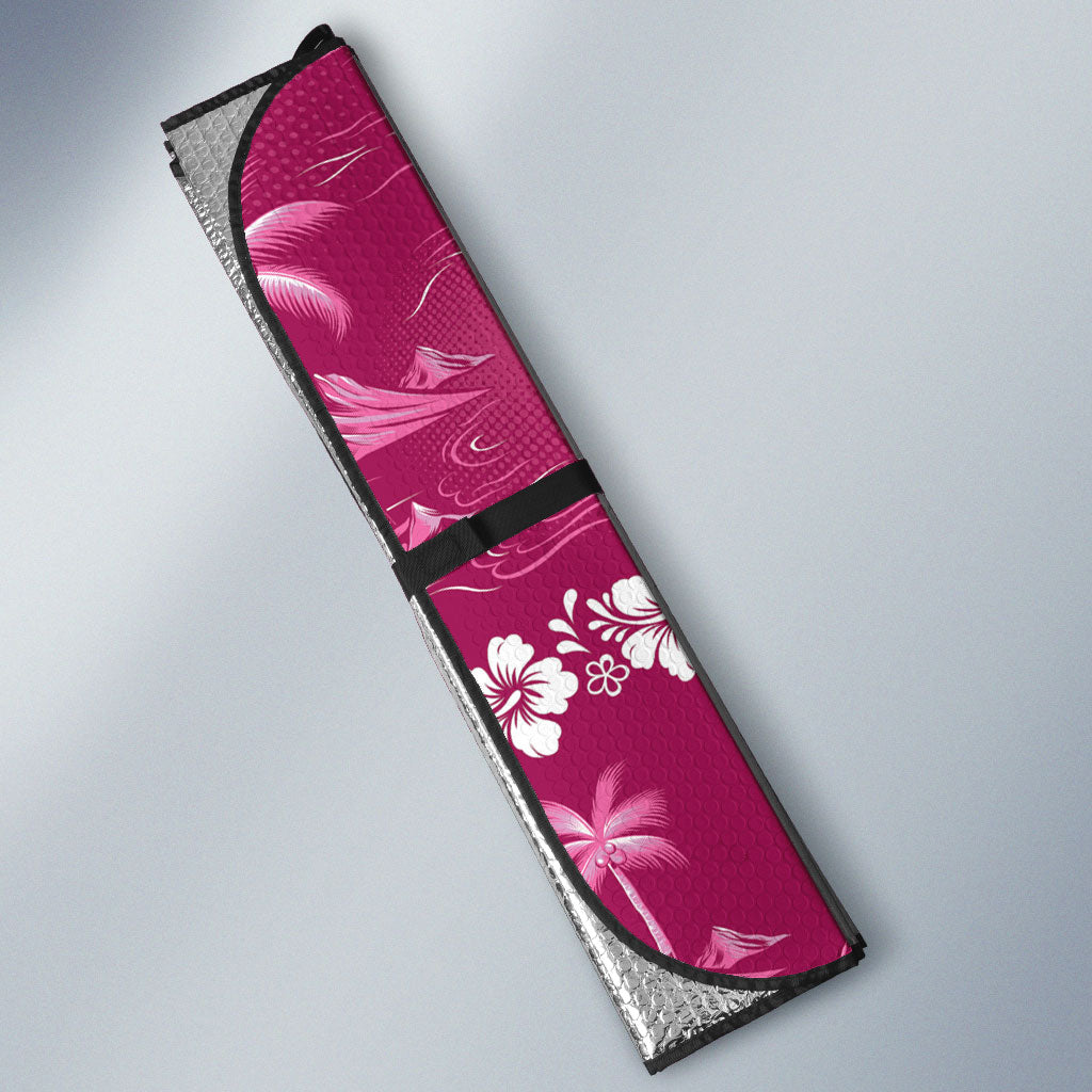 Pink Hawaii Palm Tree Hibiscus Auto Sun Shade Fantasy Summer Vibe LT01 - Polynesian Pride