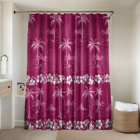 Pink Hawaii Palm Tree Hibiscus Bathroom Set Fantasy Summer Vibe LT01 Shower Curtain Only Pink - Polynesian Pride