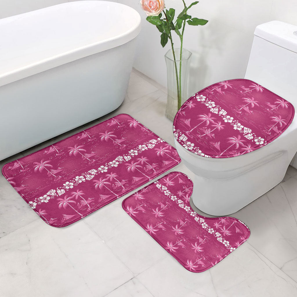 Pink Hawaii Palm Tree Hibiscus Bathroom Set Fantasy Summer Vibe LT01 - Polynesian Pride