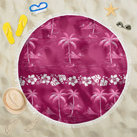 Pink Hawaii Palm Tree Hibiscus Beach Blanket Fantasy Summer Vibe LT01 One Size 150cm Pink - Polynesian Pride