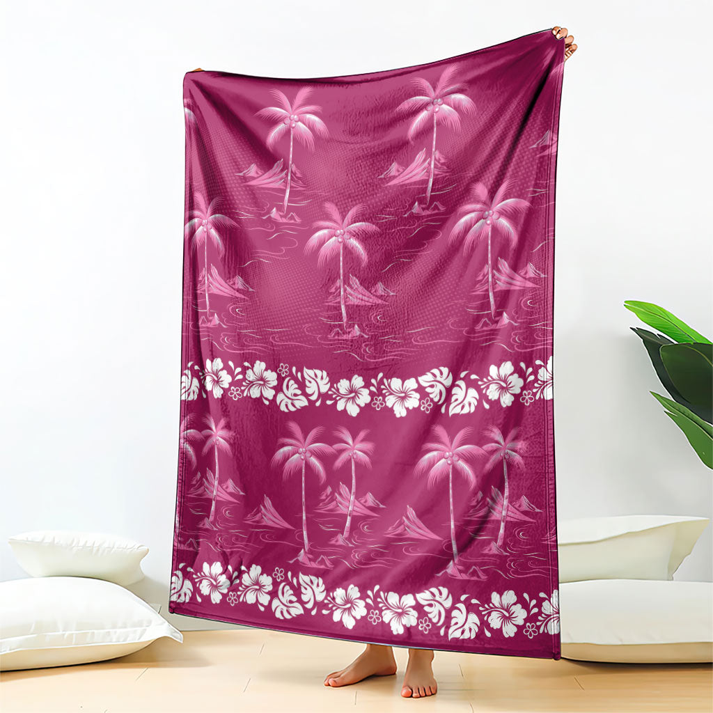 Pink Hawaii Palm Tree Hibiscus Blanket Fantasy Summer Vibe LT01 - Polynesian Pride