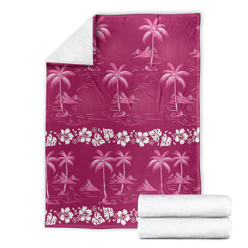 Pink Hawaii Palm Tree Hibiscus Blanket Fantasy Summer Vibe LT01 - Polynesian Pride
