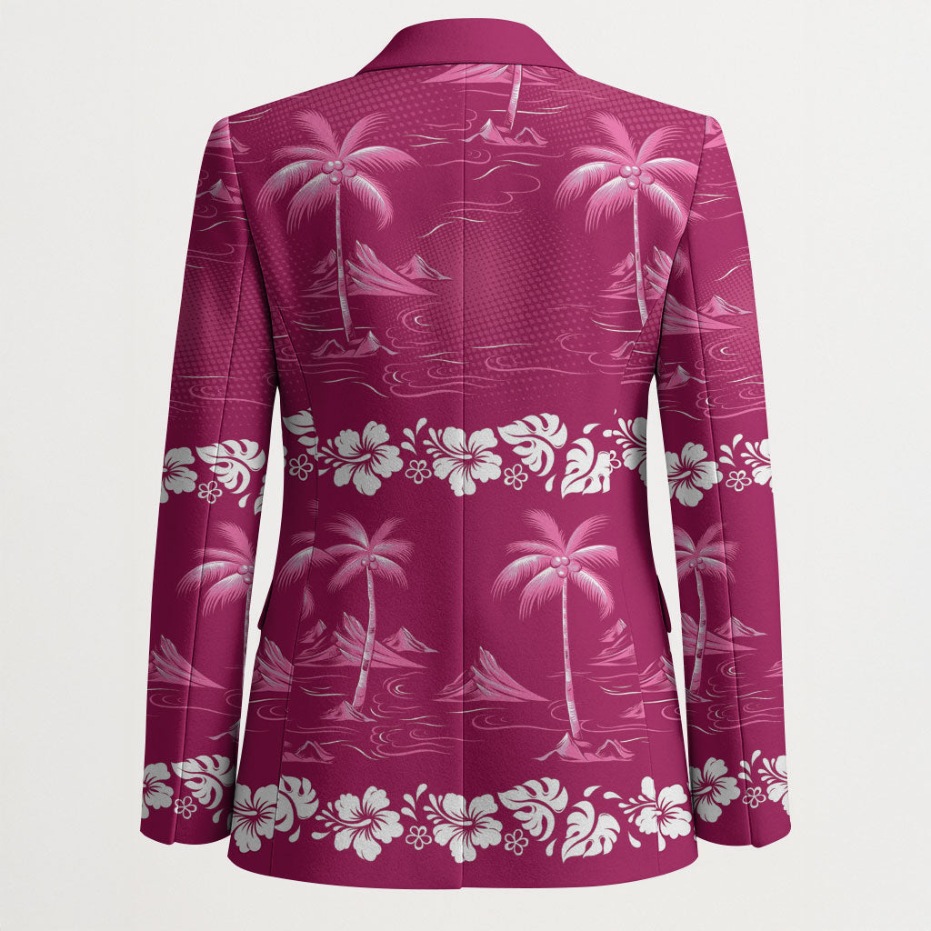 Pink Hawaii Palm Tree Hibiscus Blazer Fantasy Summer Vibe LT01 - Polynesian Pride