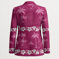 Pink Hawaii Palm Tree Hibiscus Blazer Fantasy Summer Vibe LT01 - Polynesian Pride