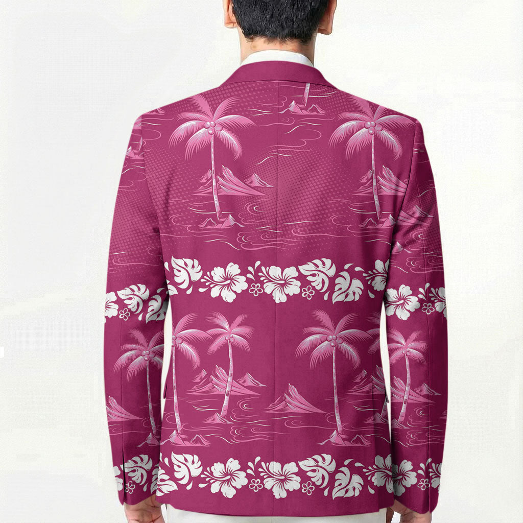 Pink Hawaii Palm Tree Hibiscus Blazer Fantasy Summer Vibe LT01 - Polynesian Pride