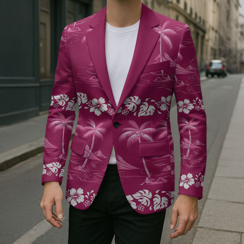 Pink Hawaii Palm Tree Hibiscus Blazer Fantasy Summer Vibe LT01 - Polynesian Pride