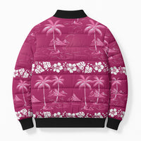 Pink Hawaii Palm Tree Hibiscus Bomber Puffer Jacket Fantasy Summer Vibe LT01 - Polynesian Pride