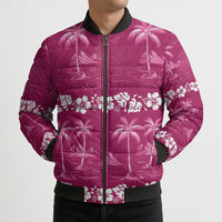 Pink Hawaii Palm Tree Hibiscus Bomber Puffer Jacket Fantasy Summer Vibe LT01 - Polynesian Pride
