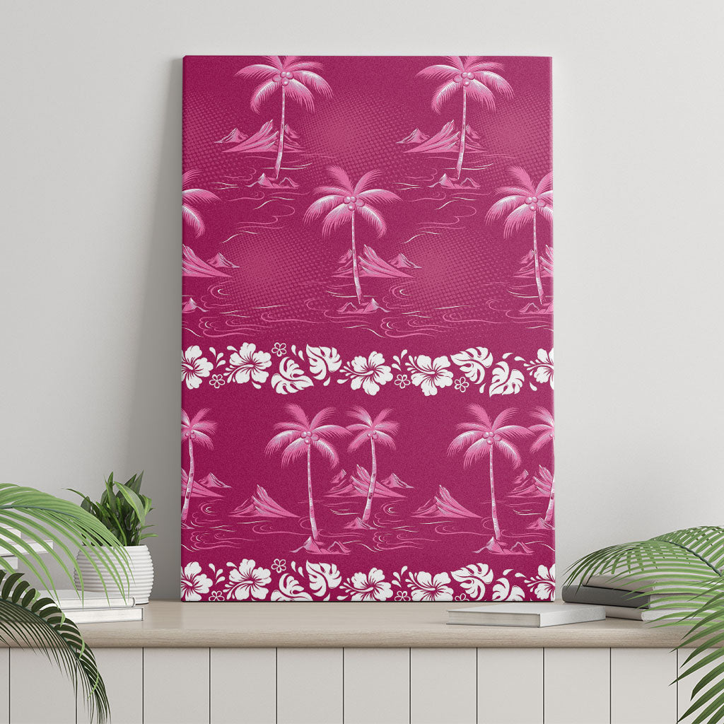 Pink Hawaii Palm Tree Hibiscus Canvas Wall Art Fantasy Summer Vibe LT01 - Polynesian Pride